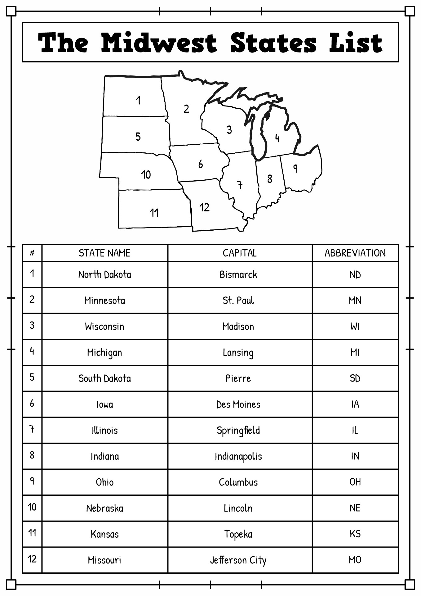 11 Midwest Region States And Capitals Worksheets Free PDF At Worksheeto 11 Midwest Region States And Capitals Worksheets Free PDF At Worksheeto