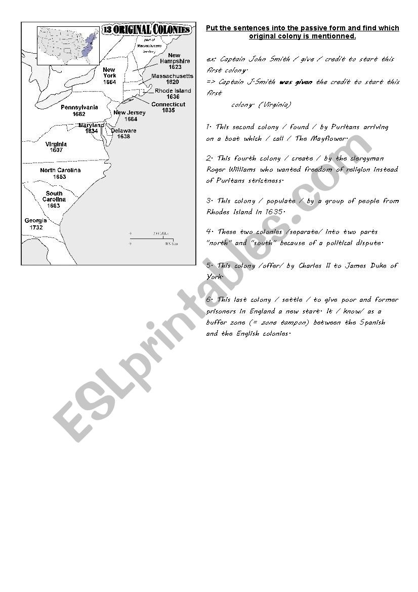 13 American Colonies ESL Worksheet By Nanette25 13 American Colonies ESL Worksheet By Nanette25