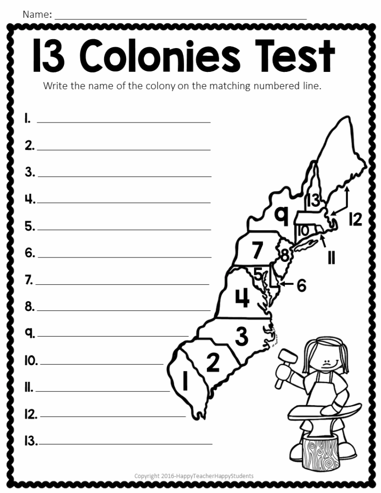 13 Colonies Map Quiz 13 Colonies Map Worksheet Blank 13 Colonies 