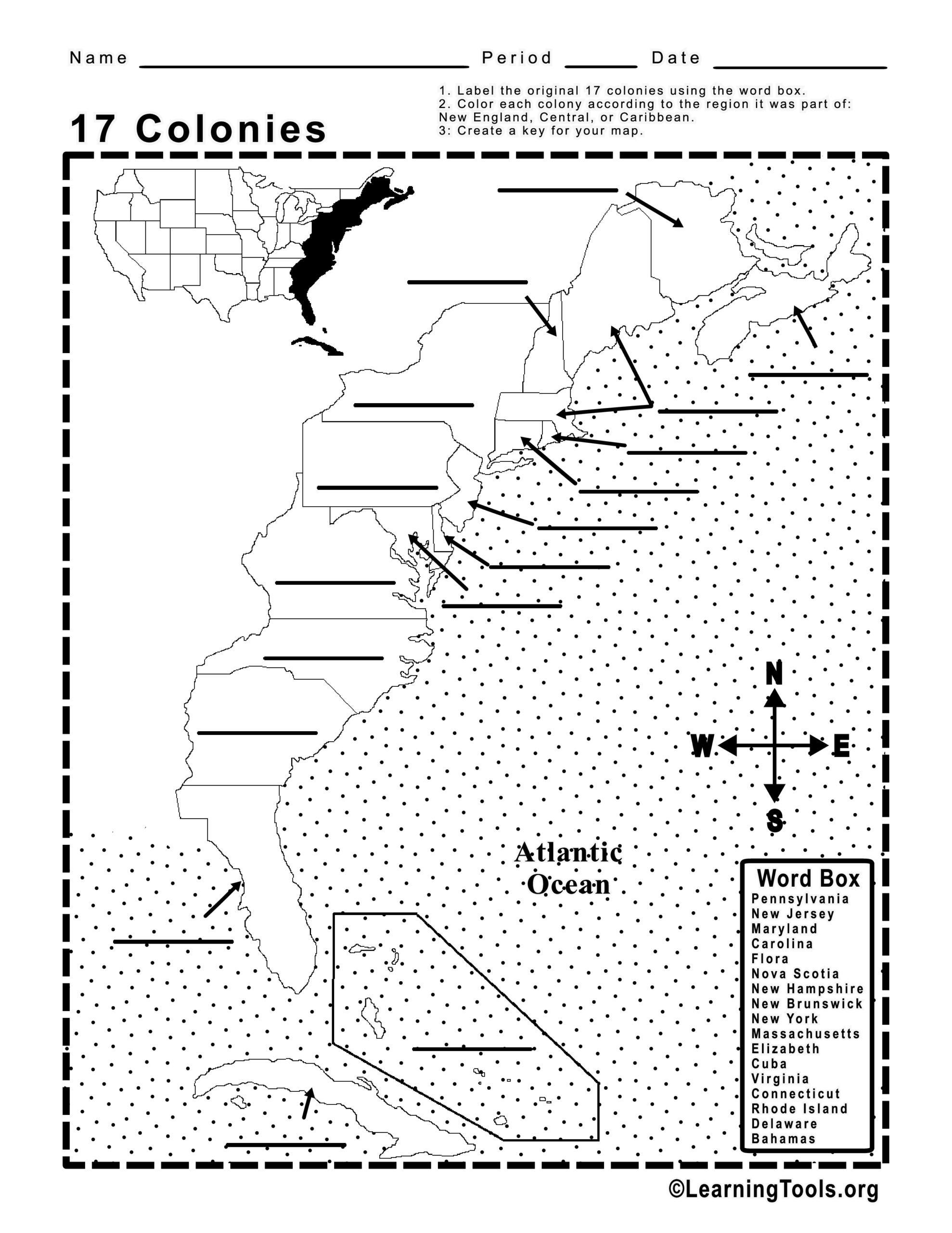 13 Colonies Blank Map Free Printable 13 Colonies Blank Map Free Printable