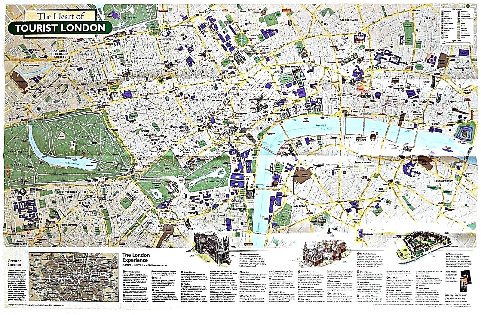  2000 6 June BRITAIN IRELAND Traveler s London Map National Geographic A1