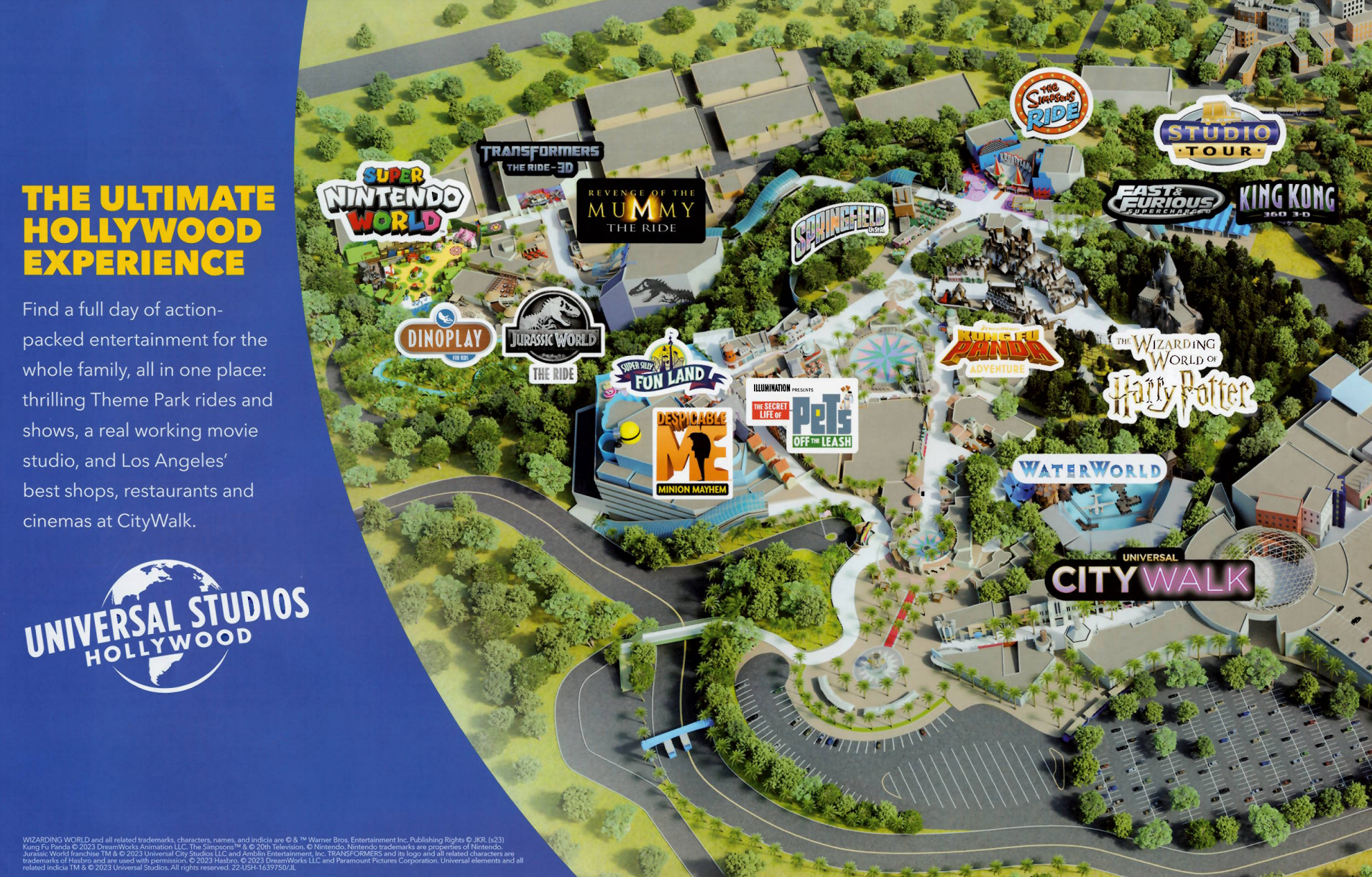 2025 Universal Studios Hollywood Map California Printable PDF 