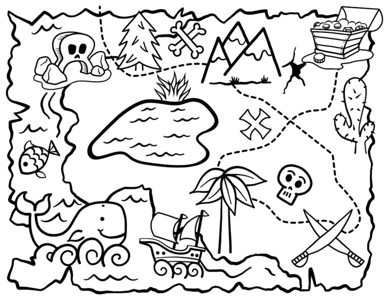 21 Pirate Treasure Map Coloring Pages Pirate Printable Book 