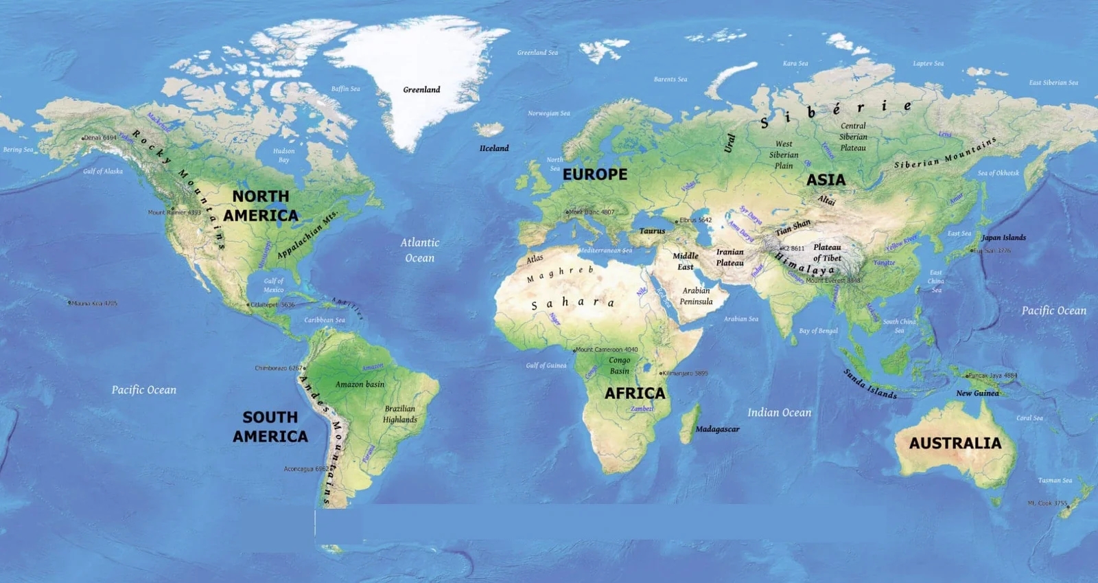 Free Printable Blank Physical World Map