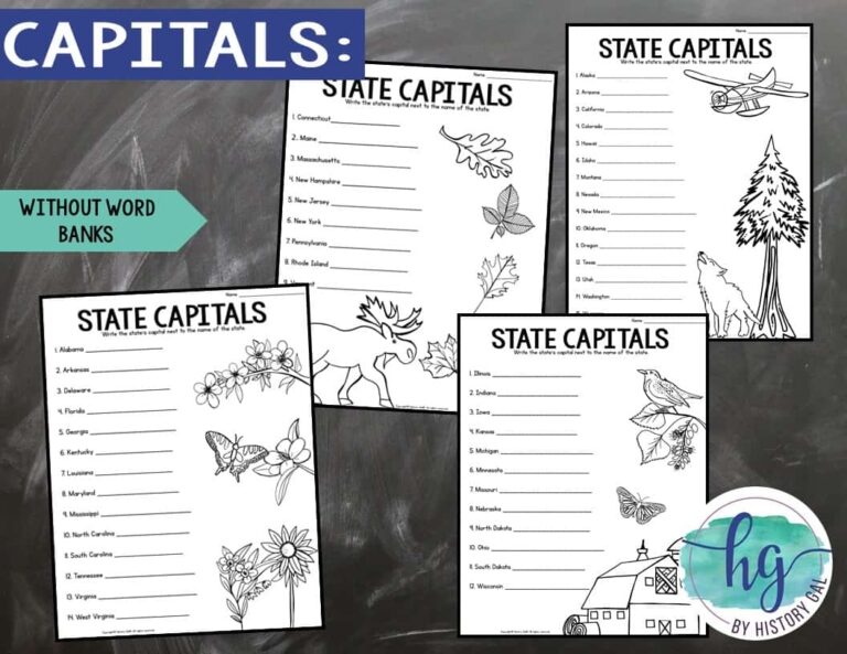 50 States And Capitals Map Activity Print And Digital By 