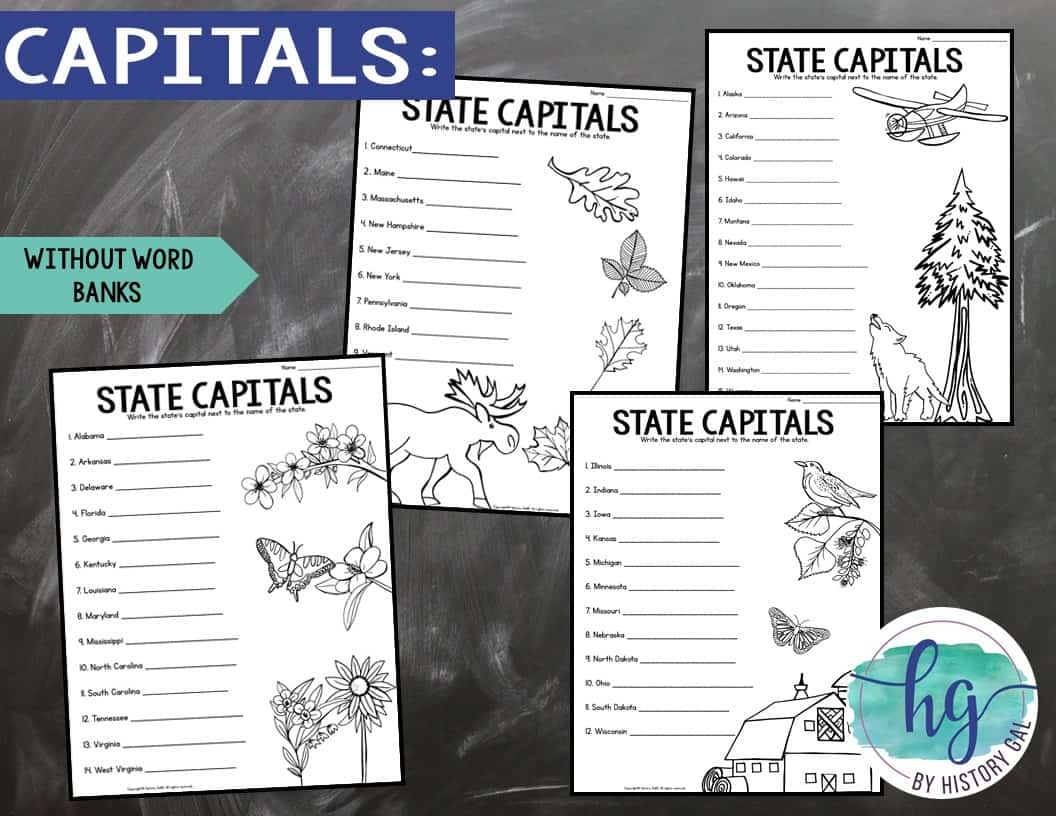 Pdf States And Capitals Map Printable