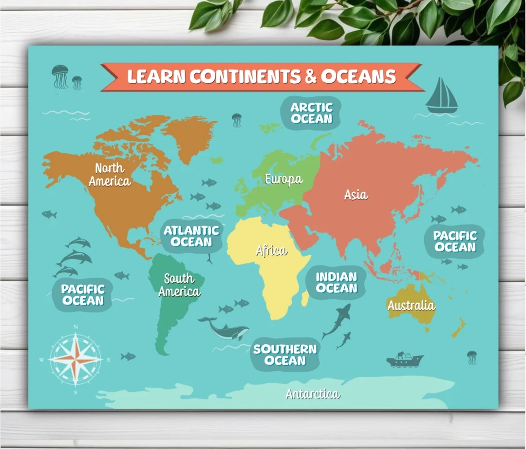 World Map Oceans And Continents Printable