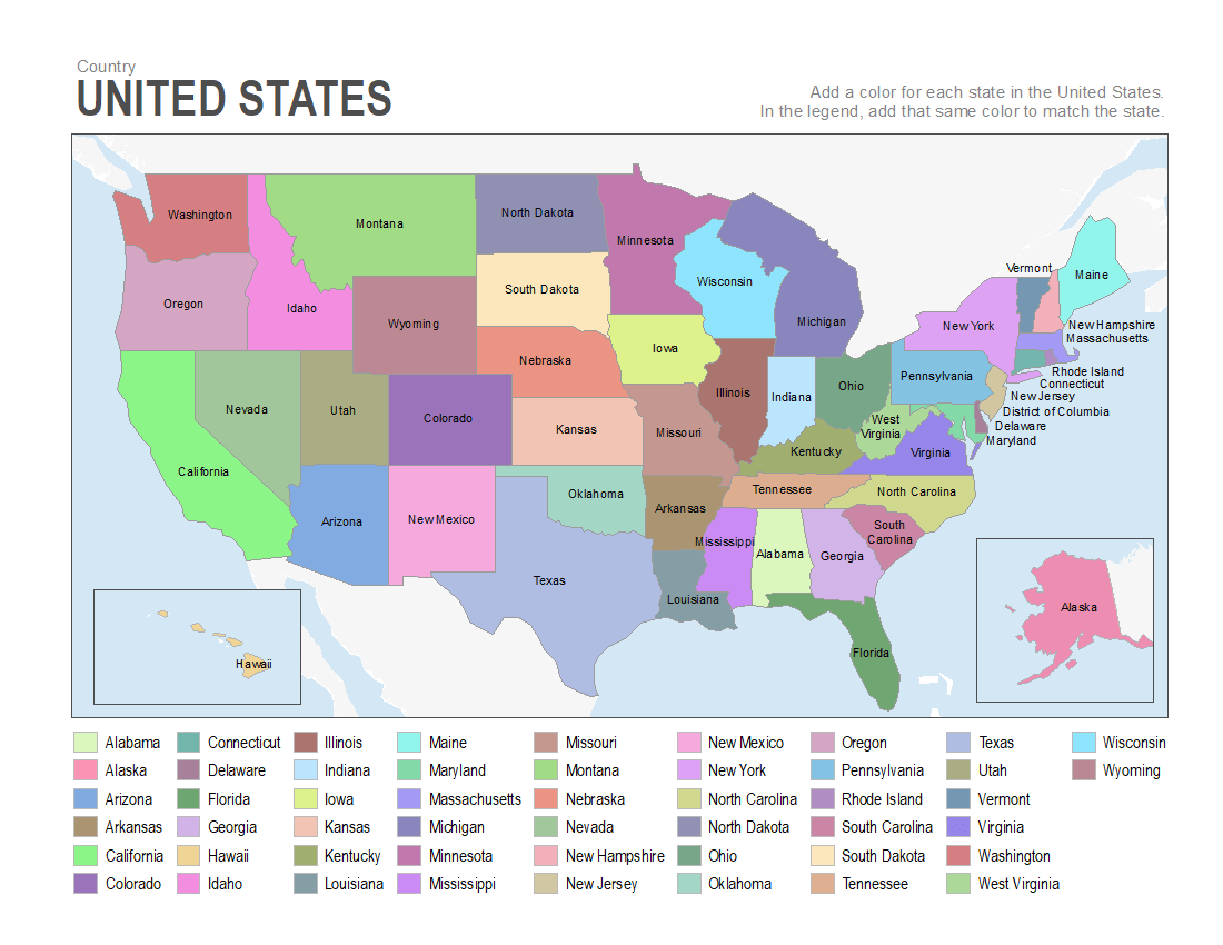 Printable Usa Map To Color