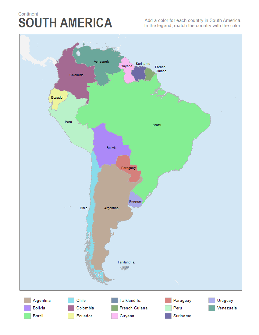 Blank Printable South America Map