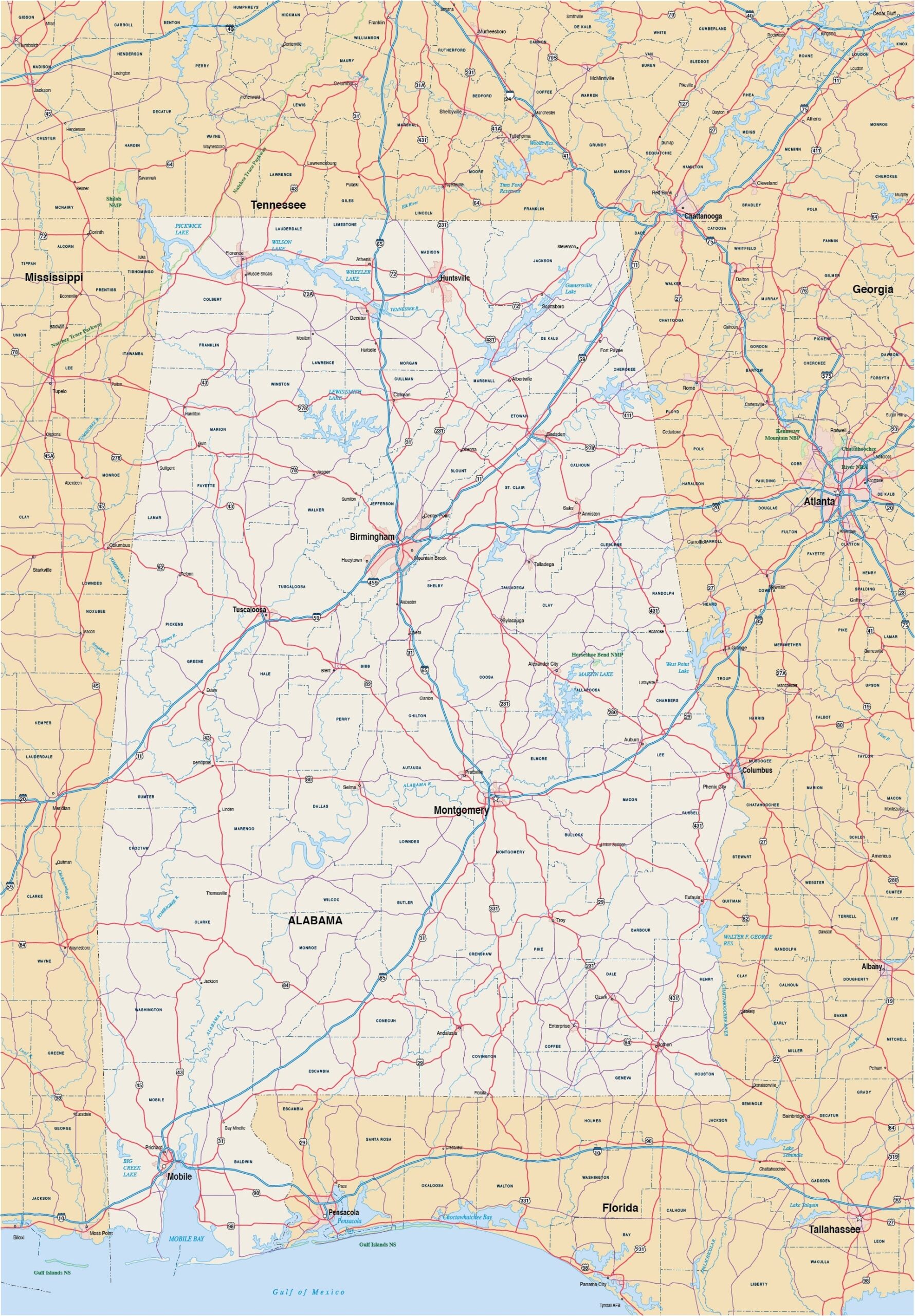 Alabama Map Digital Vector Creative Force