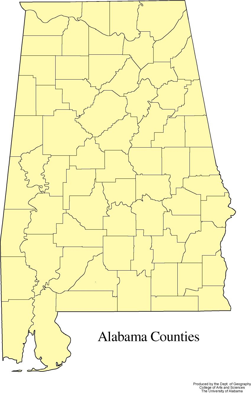Printable Alabama County Map