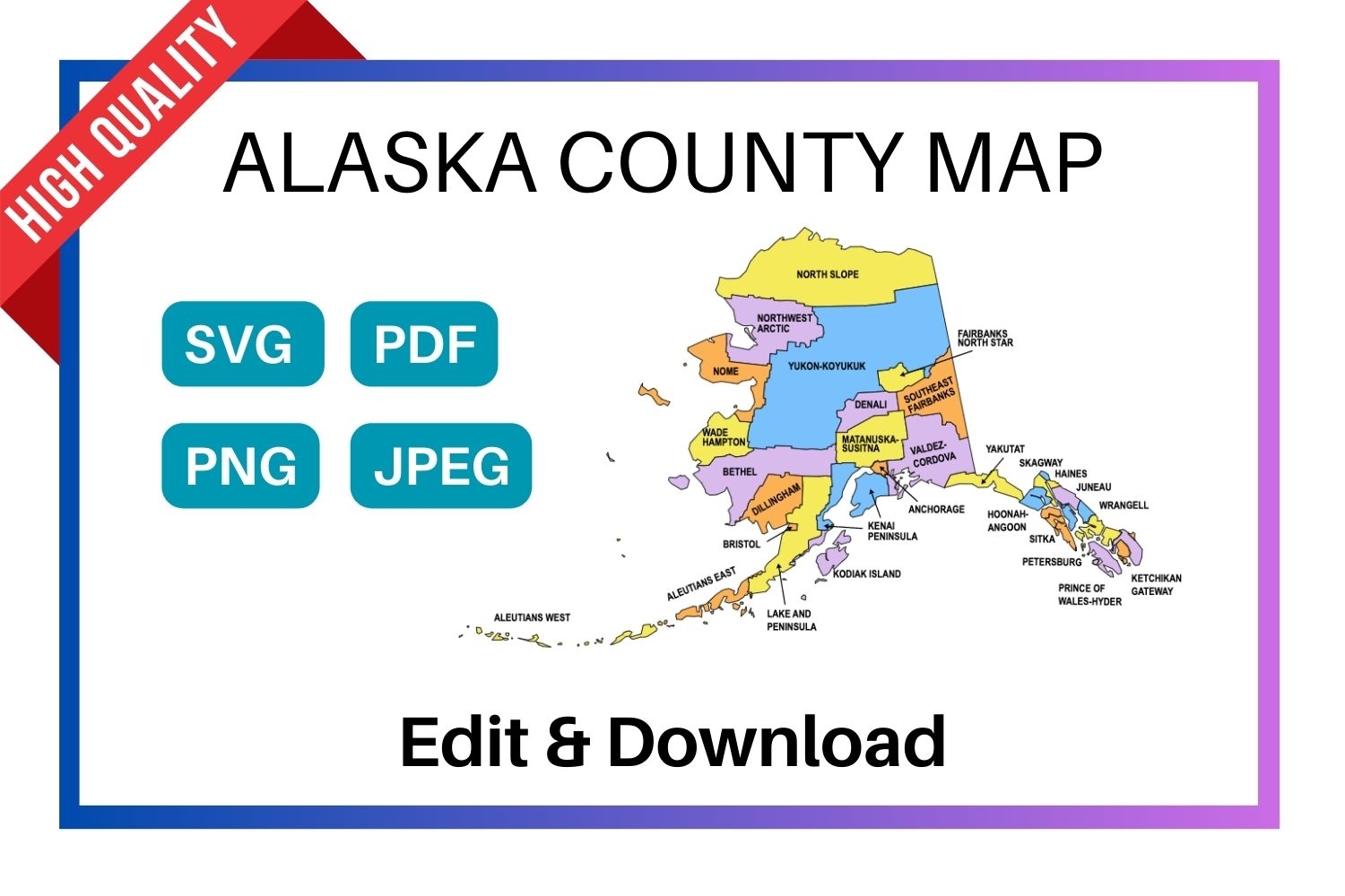 Alaska County Map Editable U0026 Printable State County Maps