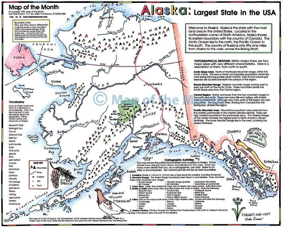 Alaska Map Blank Outline Map 16 By 20 Inches Activities Included