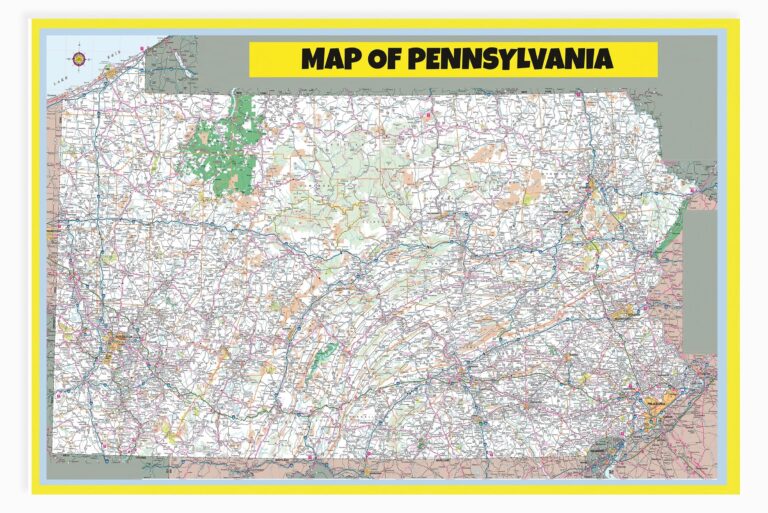 Amazon 20x30 Map Of Pennsylvania Large Detailed Roads And Highways Map Of Pennsylvania State With All Cities Parks And Landmarks Laminated 