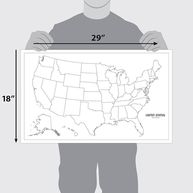 Amazon Blank USA Map Outline Poster LAMINATED 18 X 29 For Use With Wet Erase Markers Only Office Products