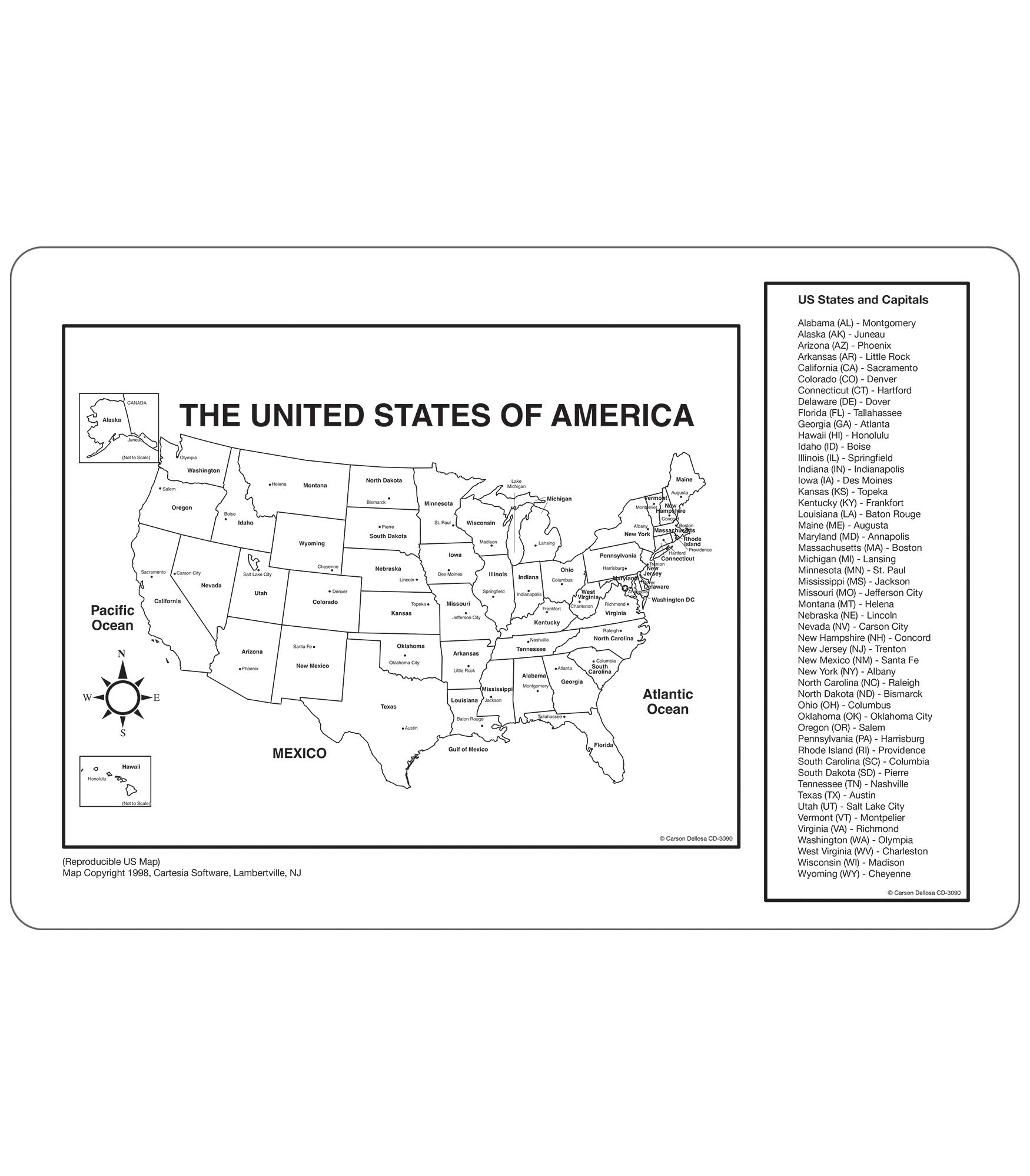 Amazon Carson Dellosa Labeled US Map Jumbo Pad 30 Sheets 