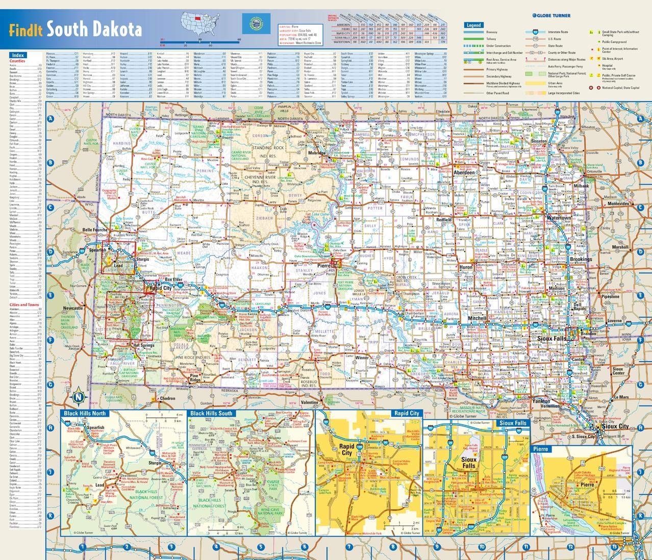 Free Printable Map Of South Dakota