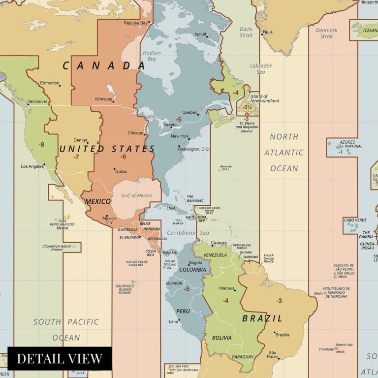 Amazon HISTORIX 2021 Standard Time Zones Of The World Map