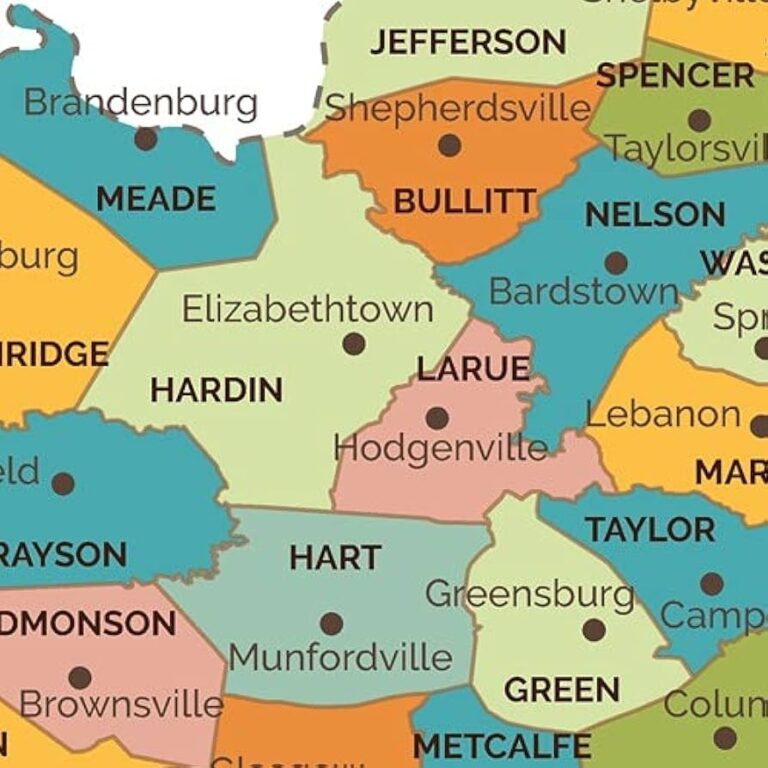 Amazon Kentucky Counties Map Extra Large 60