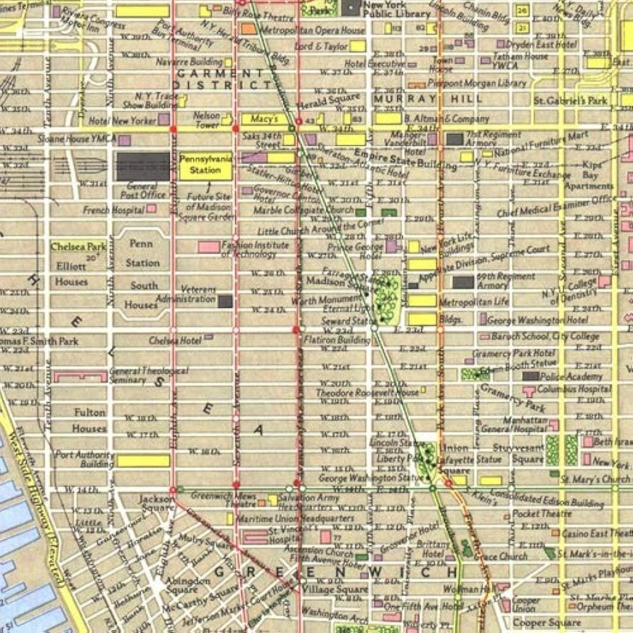 Amazon National Geographic Tourist Manhattan 1964 Historic Wall Map Series 15 25 X 19 75 Inches Art Quality Print Office Products