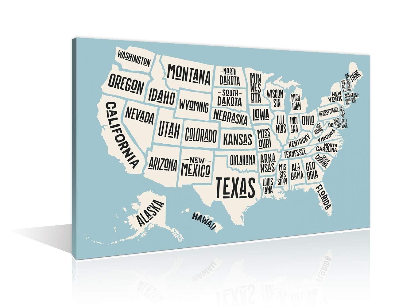 Amazon USA Maps With States Name Details Posters 1 Pcs America Map Poster Printing Black And White Wall Art Print For Home School Classroom Office Decor Stretched And Framed Ready