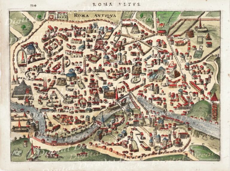 Ancient Rome Roma Roman Italy Italian City Map Digital Image Vintage Illustration Etsy