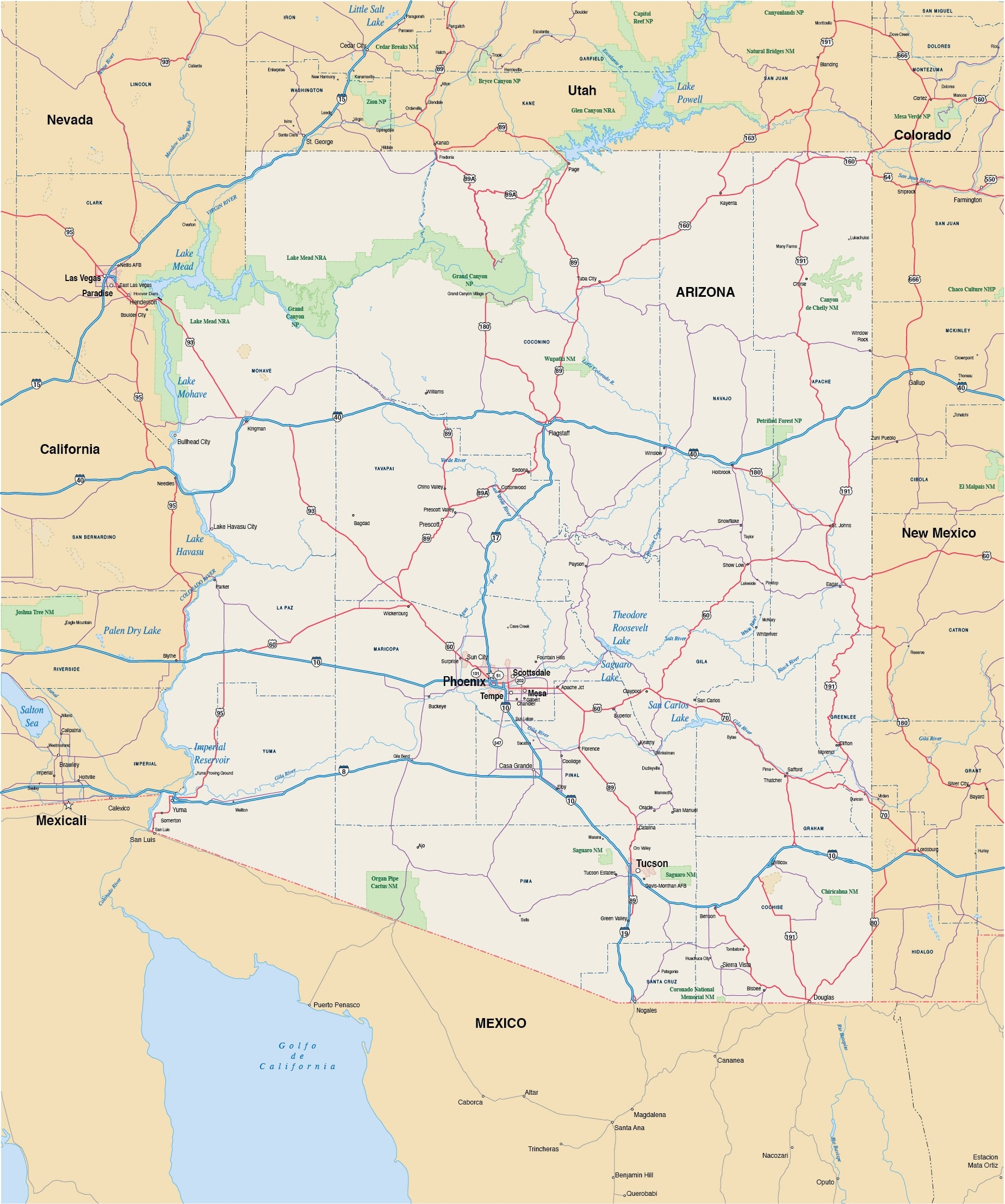 Arizona Map Digital Vector Creative Force