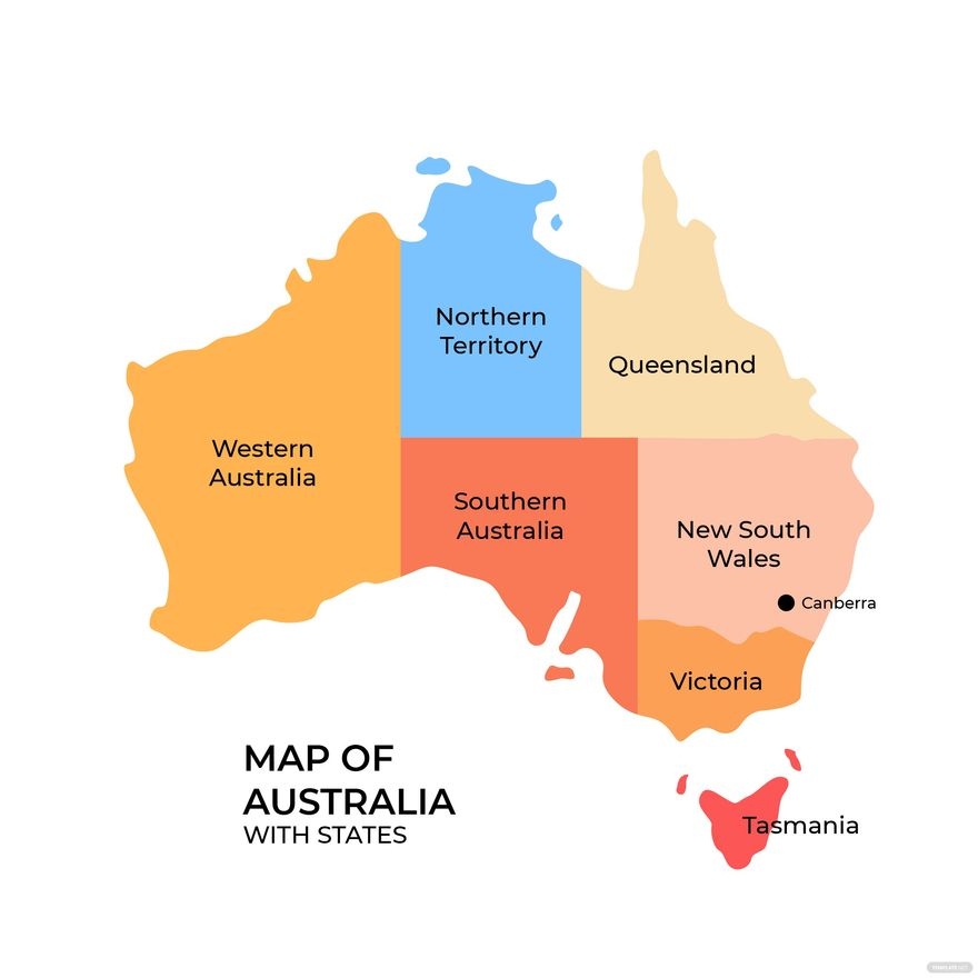 Australia Map States Vector In Illustrator SVG JPG EPS PNG 