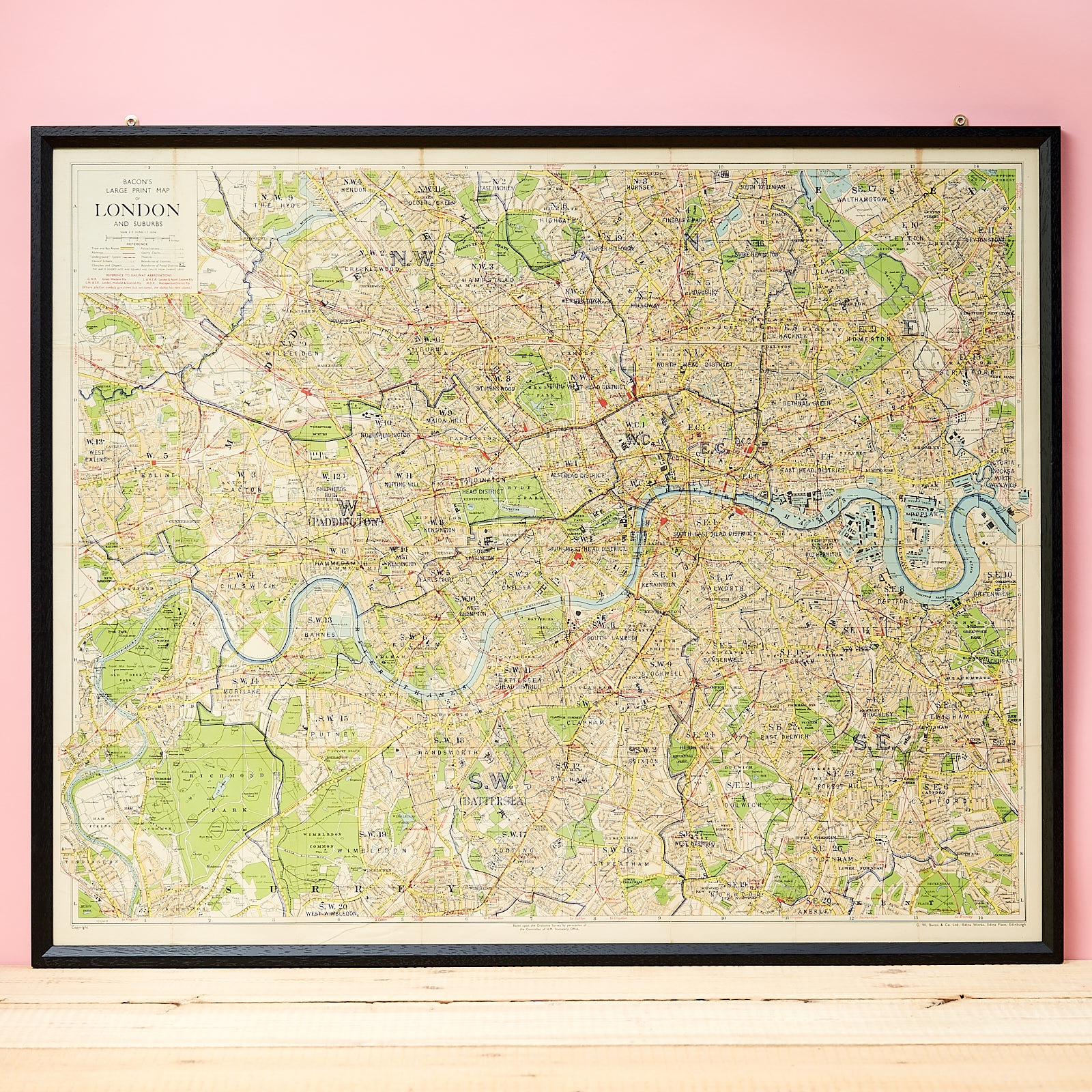 Bacon s Large Print Map Of London LASSCO England s Prime 