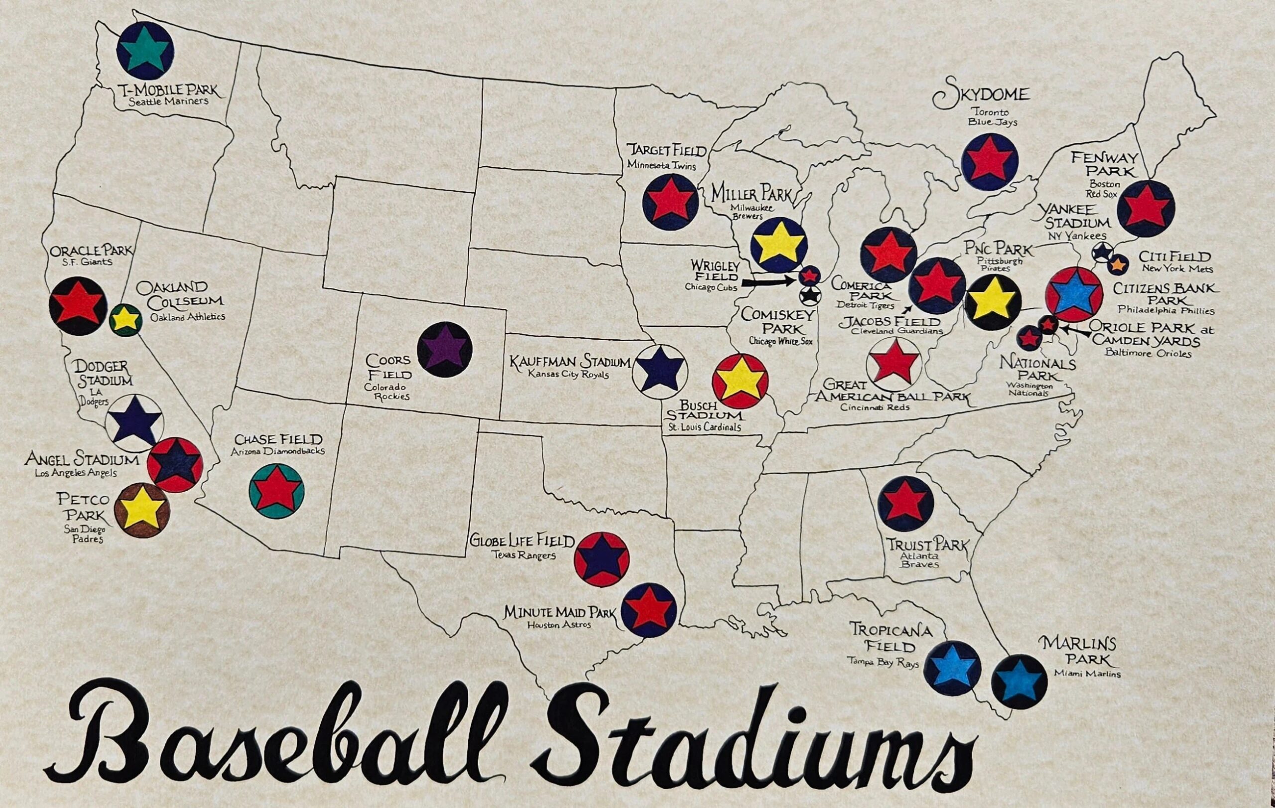 Baseball Stadiums Map U S 