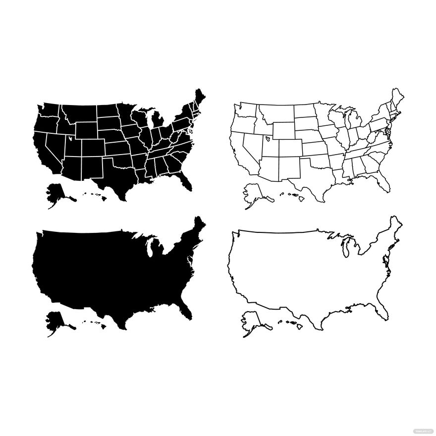 Black And White USA Map Vector In Illustrator SVG JPG EPS PNG Download Template Black And White USA Map Vector In Illustrator SVG JPG EPS PNG Download Template