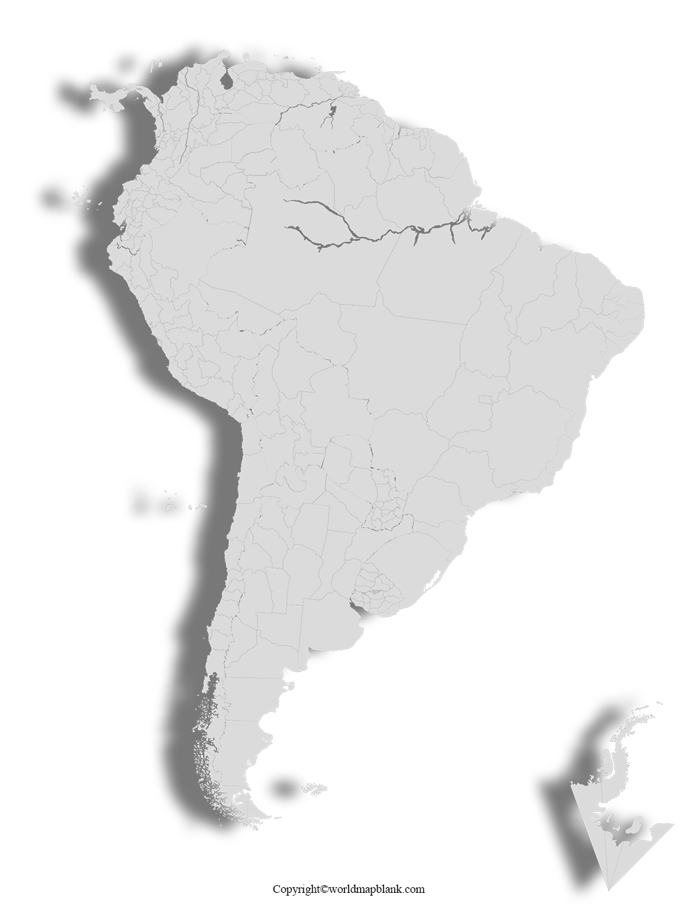 Blank Map Of South America Outline Countries Capitals