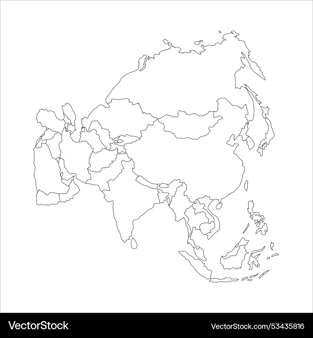 Blank Political Map Of Asia Royalty Free Vector Image