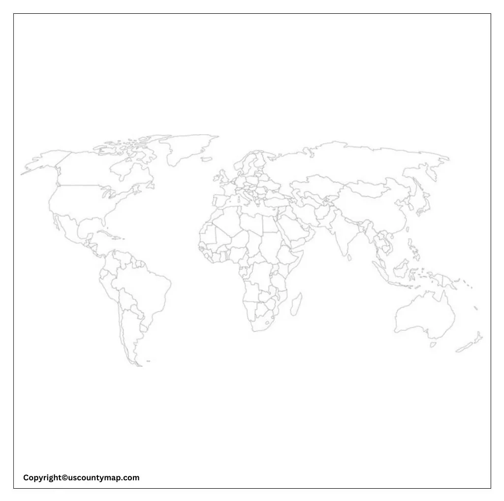 Blank World Map With Countries Borders U0026 Continents Blank World Map With Countries Borders U0026 Continents