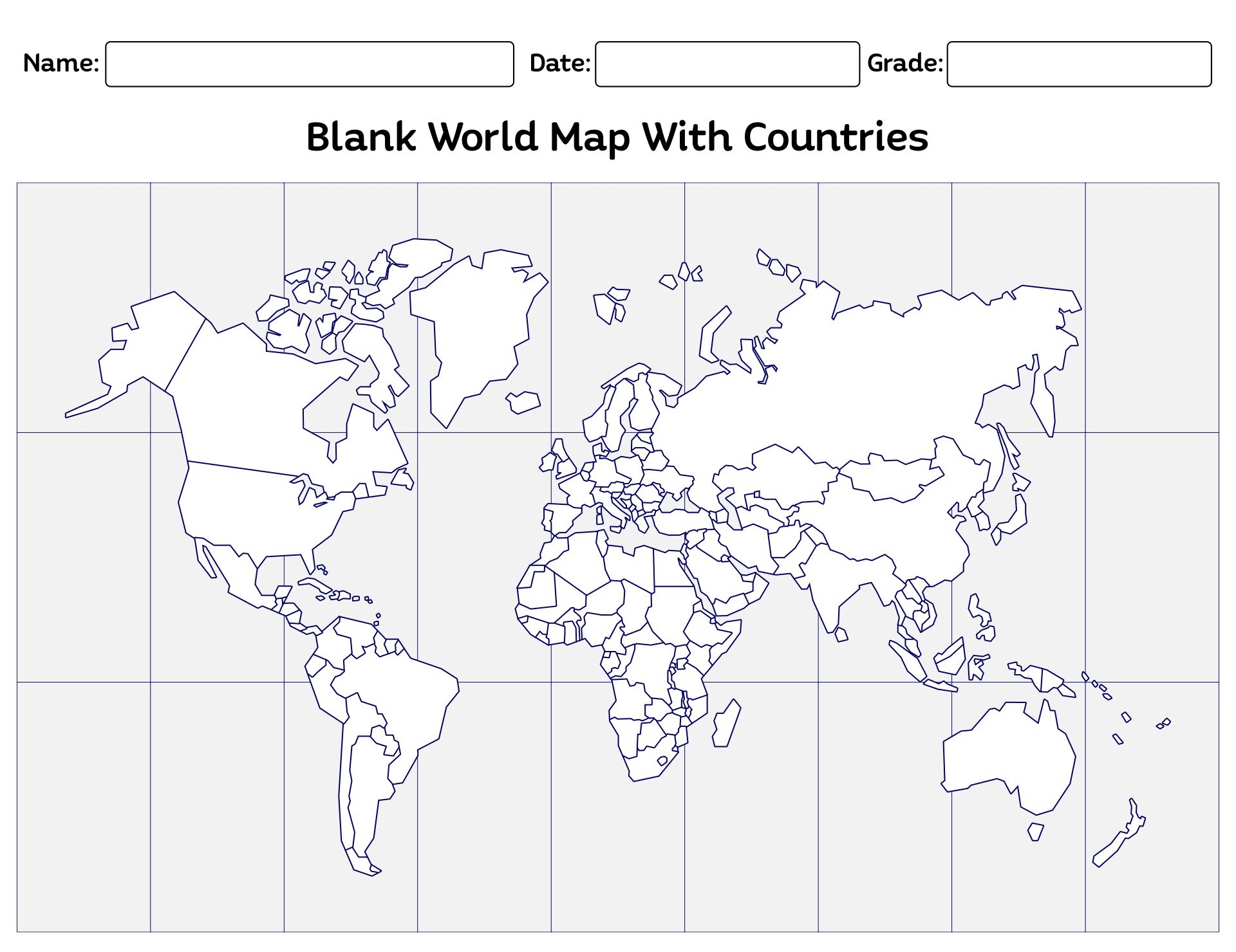 Blank World Maps With Grid 10 Free PDF Printables Printablee