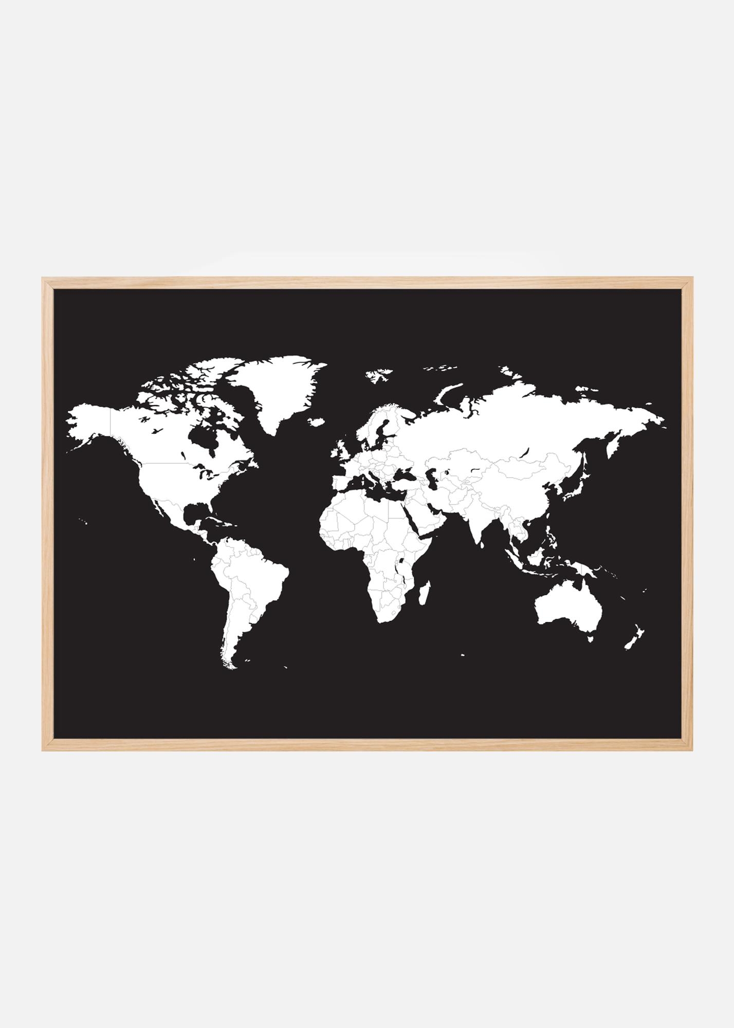 Printable World Map Black And White