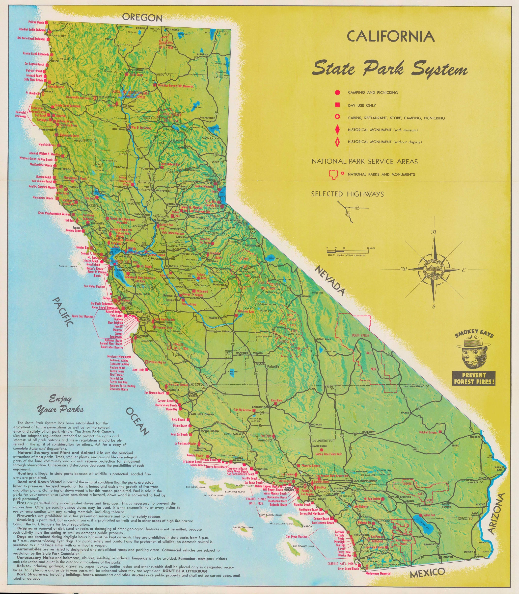 California Department Of Natural Resources California s State Parks 1957 The Map House