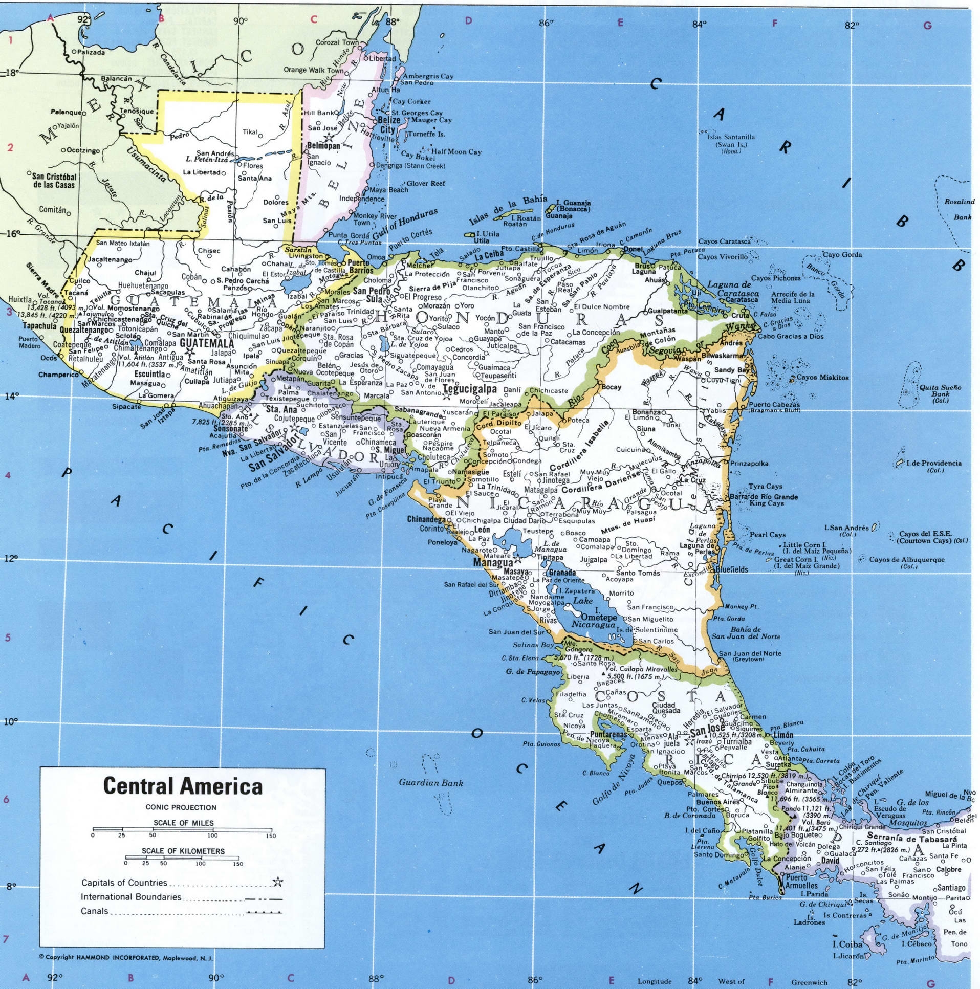 Central America Political Map Free Printable Political Map Central America With Countries And Cities