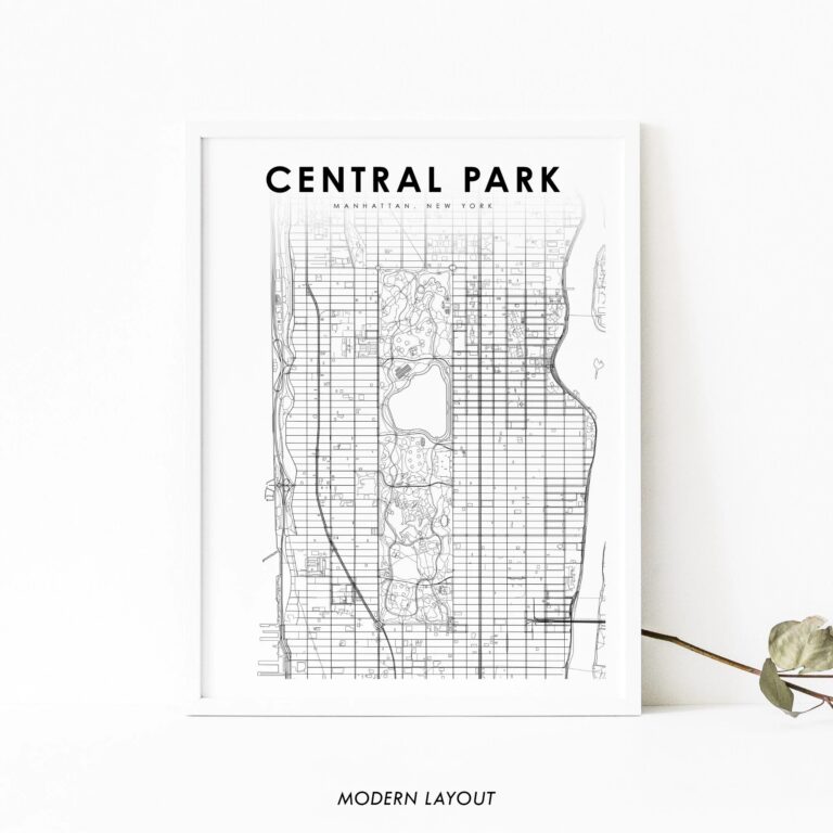 Central Park Manhattan NYC Map Print New York USA Map Art Poster City Street Road Map Print Nursery Room Wall Office Decor Printable Map Etsy