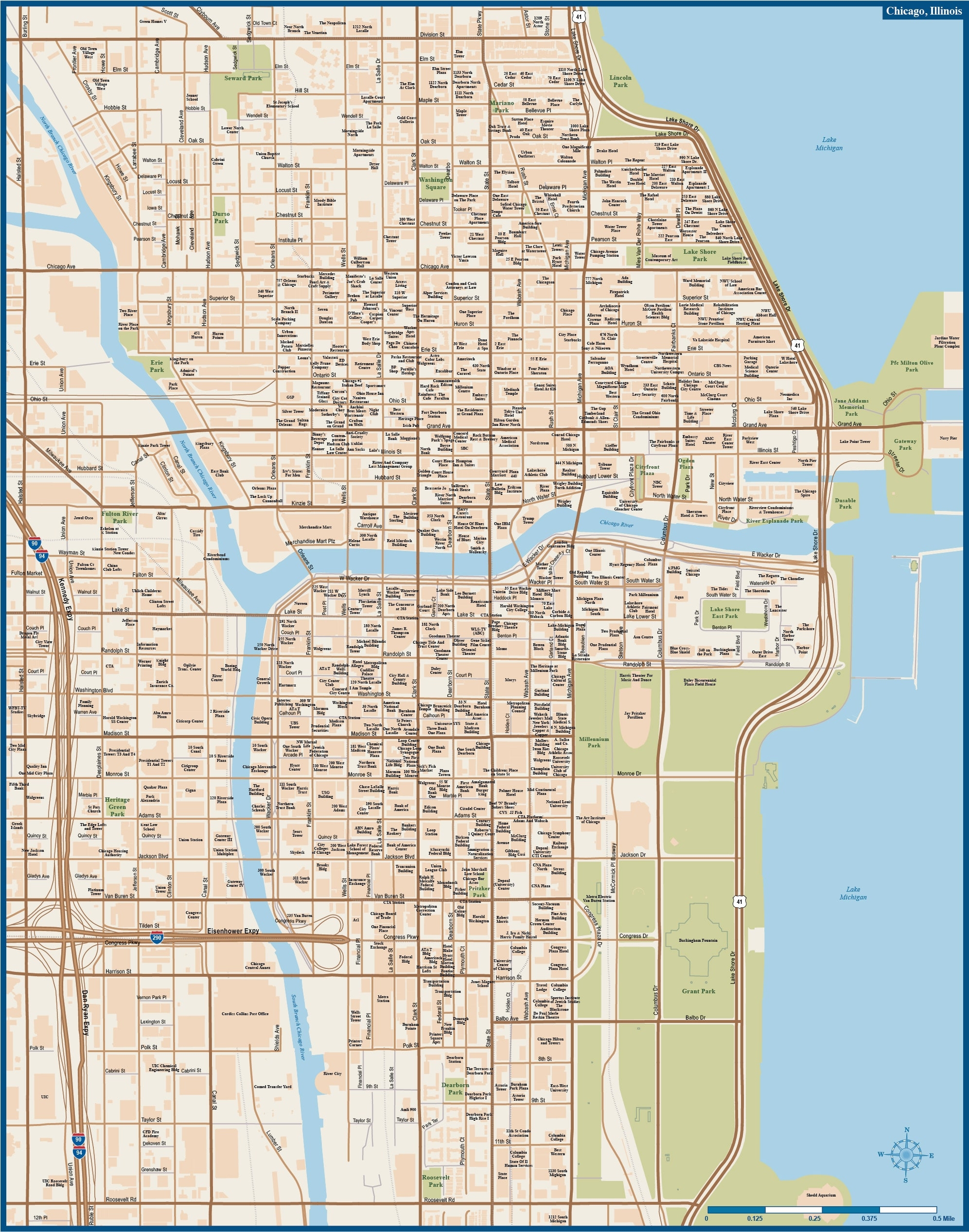 Chicago Downtown Map Digital Vector Creative Force Worksheets Library Chicago Downtown Map Digital Vector Creative Force Worksheets Library