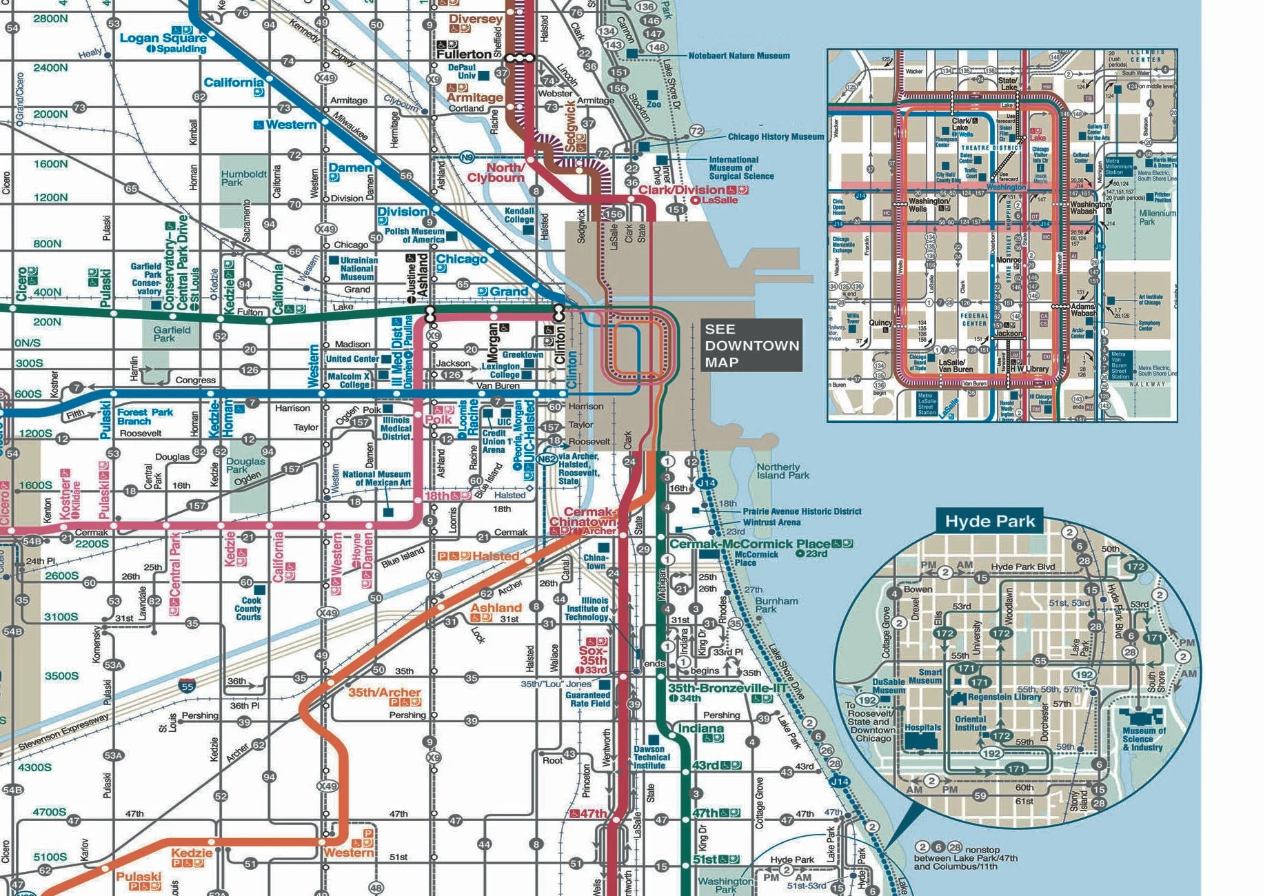 Chicago Map CTA Metro Map Print Poster Subway Map Etsy
