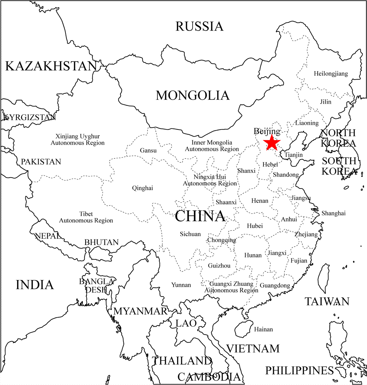 Free Printable Blank Map Of China Free Printable Blank Map Of China