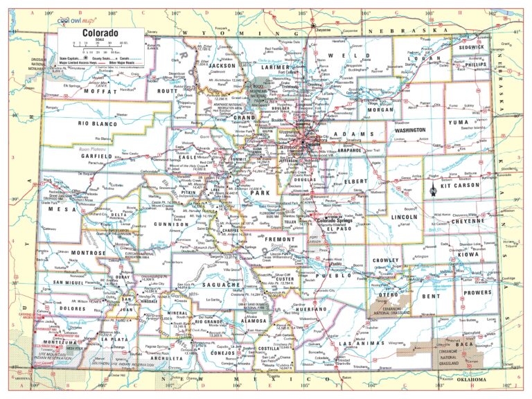 Colorado State Wall Map Large Print Poster