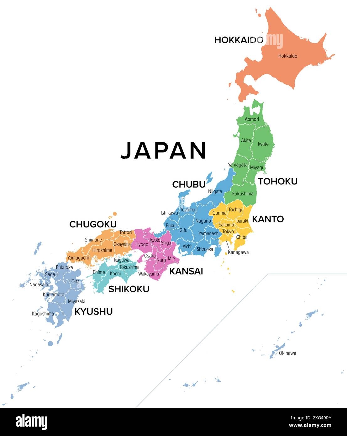 Colored Map Of Japan Hi res Stock Photography And Images Alamy