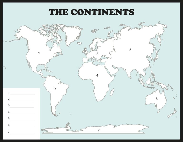 Continents And Oceans Map 10 Free PDF Printables Printablee