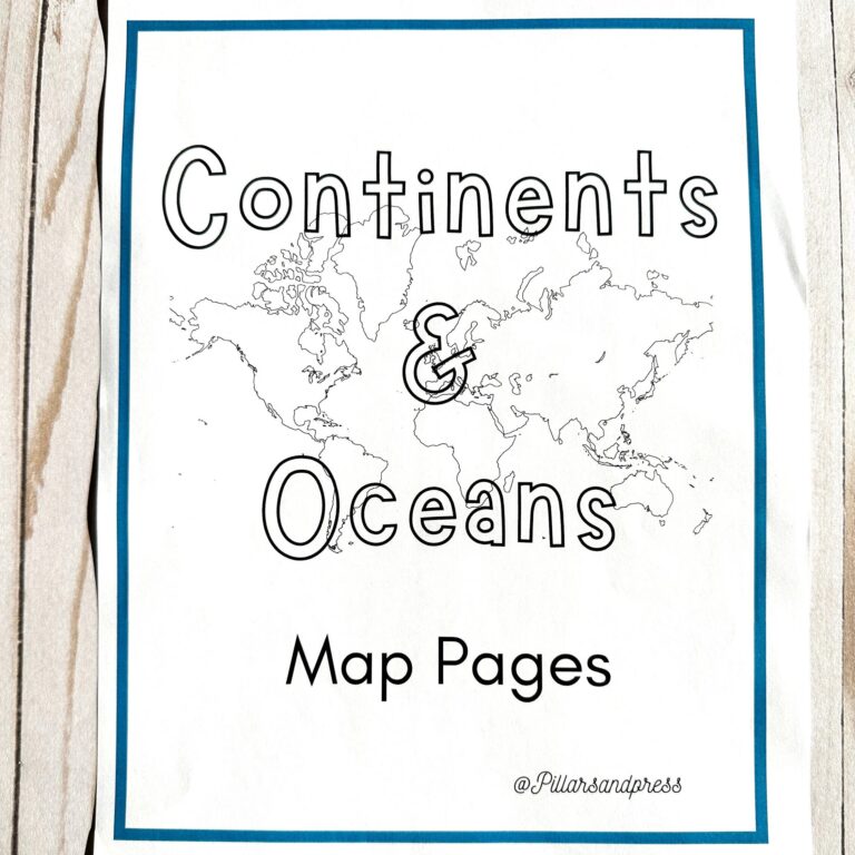Continents And Oceans Map Coloring Pages Etsy