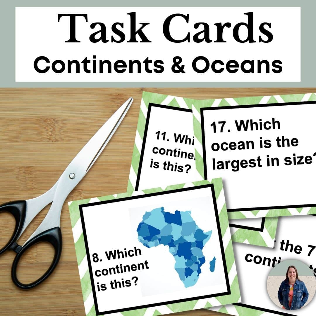 Continents And Oceans Task Cards For Geography And Map Skills For Social Studies SFSEteach