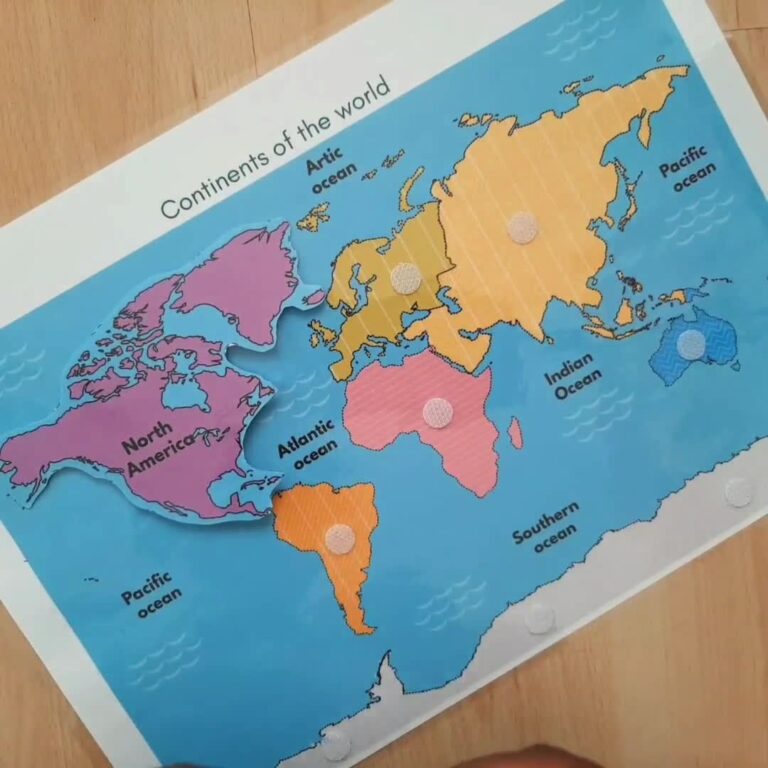 Continents Printable PDF World Map Printable Montessori Materials Learning Continents And Oceans
