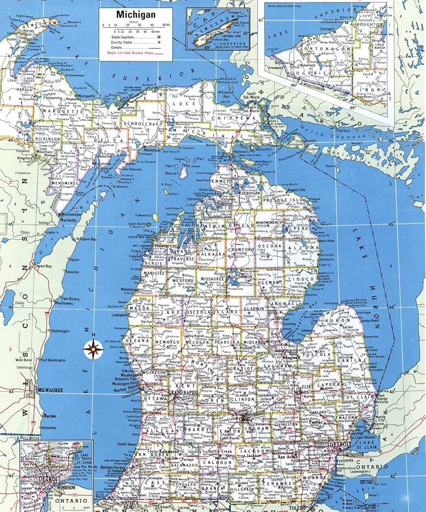 County Map Of Michigan Printable
