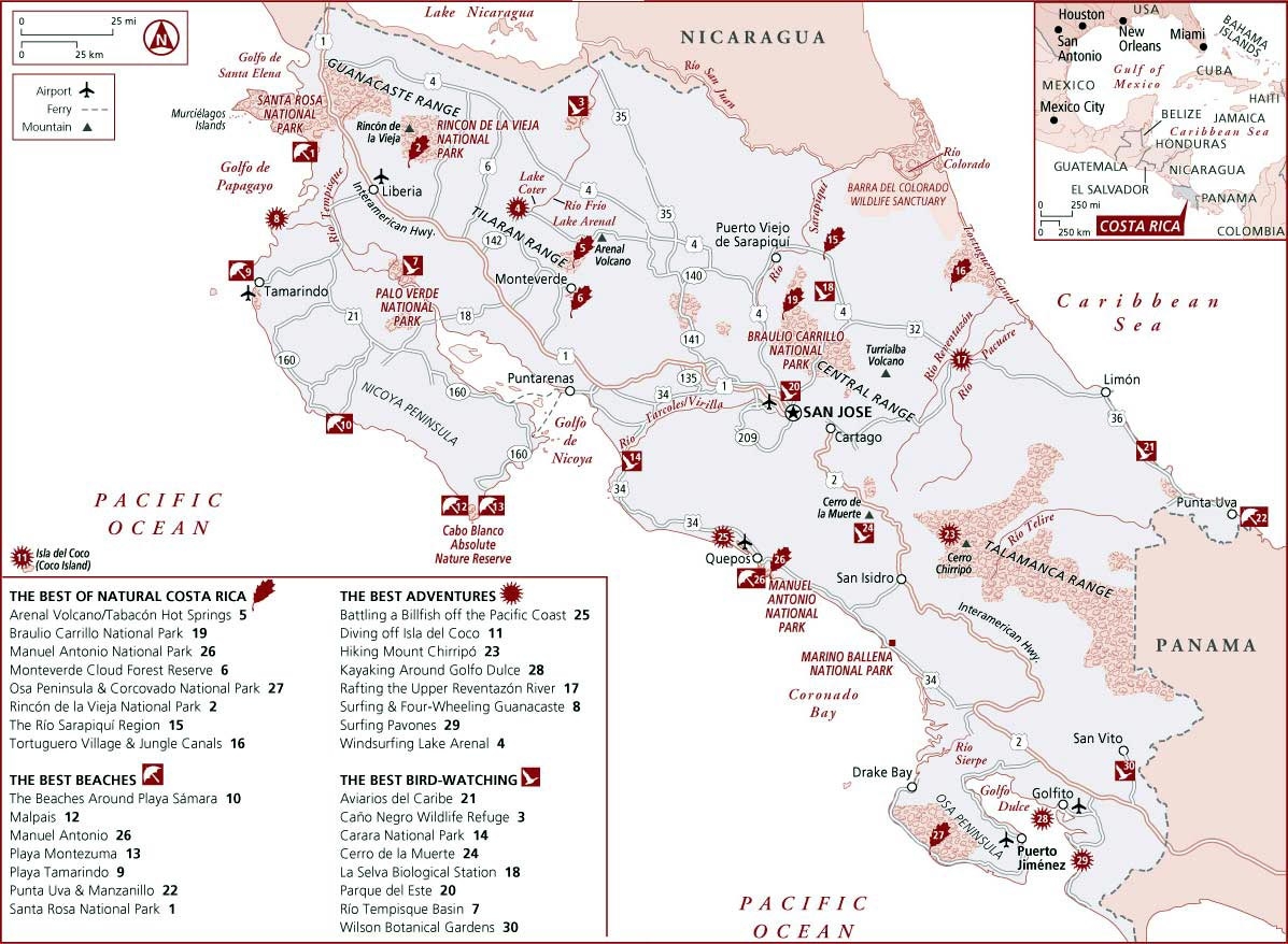 Costa Rica Printable Map